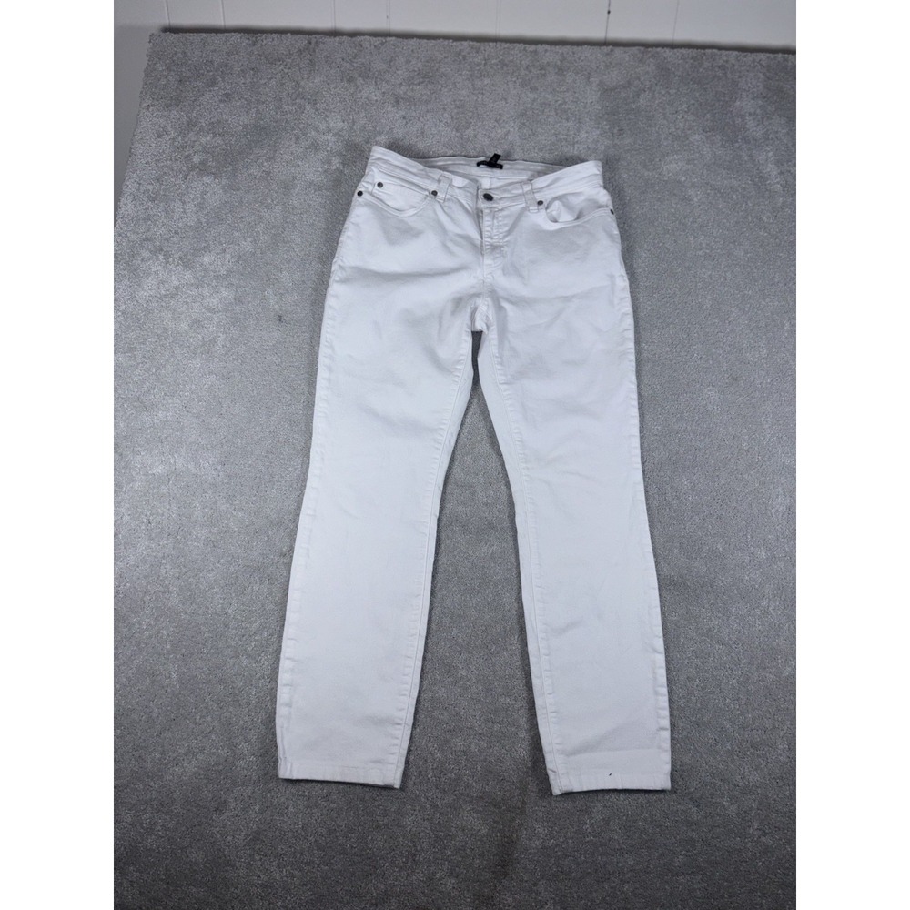eileen fisher slim straight leg jeans white 8 organic cotton